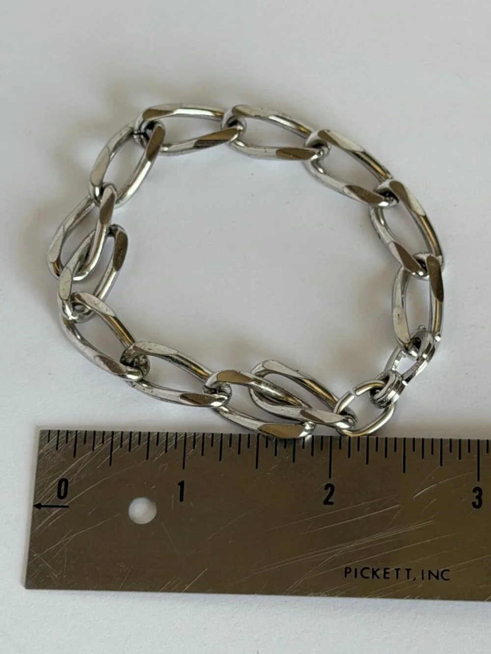 Vintage Speidel Silver-Tone Chunky Link Bracelet Hook Clasp